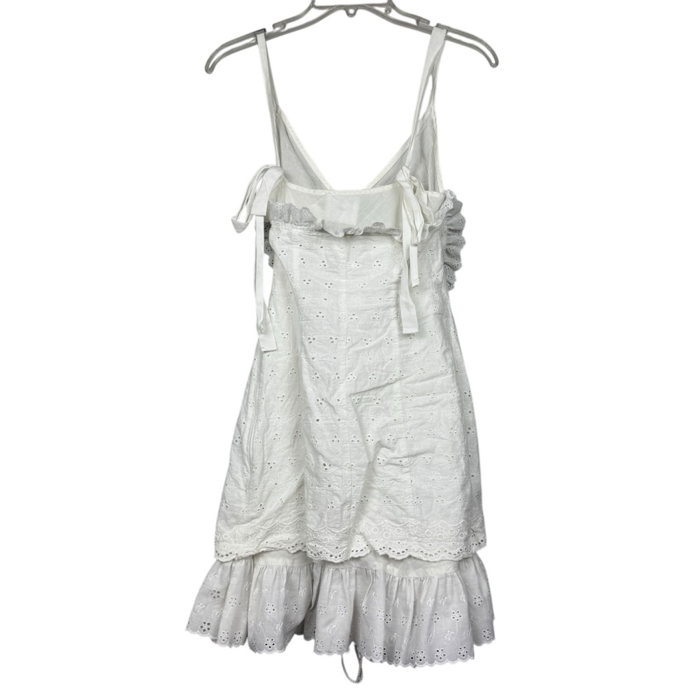Lace-Up White Eyelet Mini Dress - Picture 10 of 15